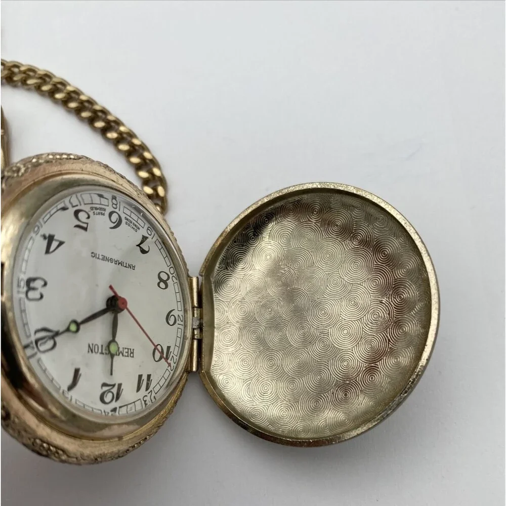 Vintage Remington Eagle Pocket watch Antimagnetic Silver Tone